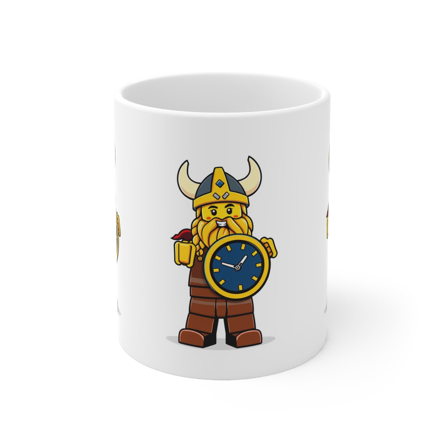 Coffee Mug Viking  Mini Figure Holding Watch Shield 11oz 15oz