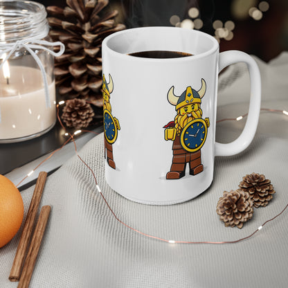 Coffee Mug Viking  Mini Figure Holding Watch Shield 11oz 15oz