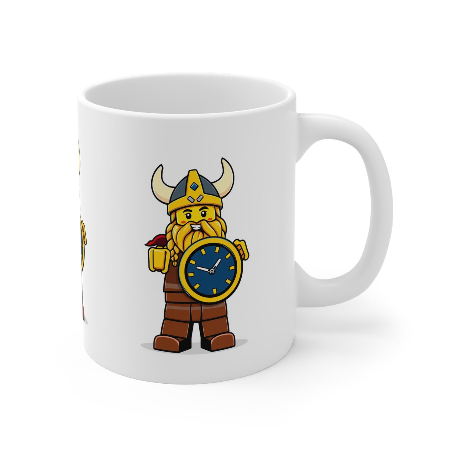 Coffee Mug Viking  Mini Figure Holding Watch Shield 11oz 15oz