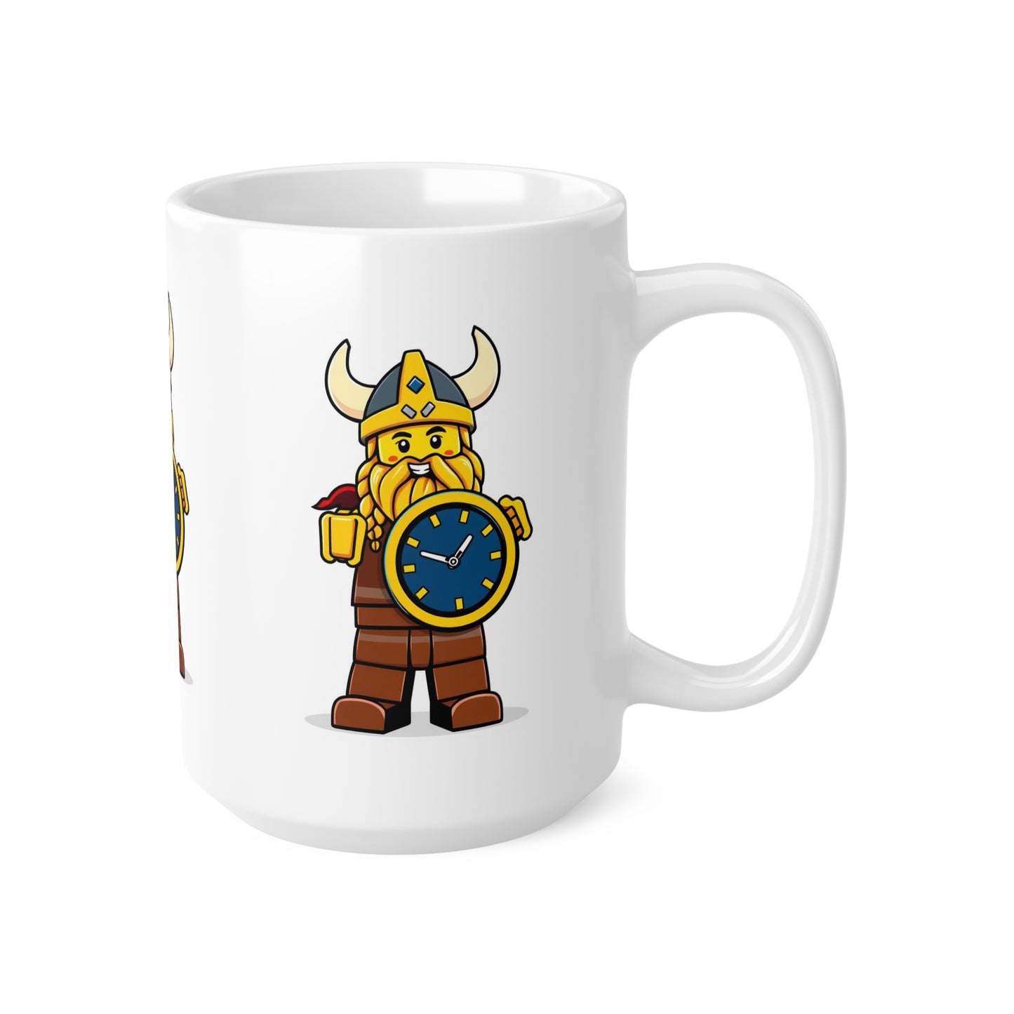 Coffee Mug Viking  Mini Figure Holding Watch Shield 11oz 15oz