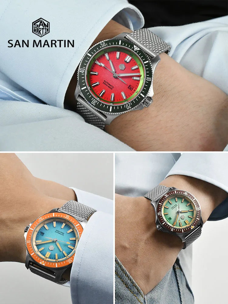 San Martin 40mm Dive Watch Original Design NH35 Automatic Mechanical Fashion Men Watch Sapphire Waterproof 200m Luminous SN0118